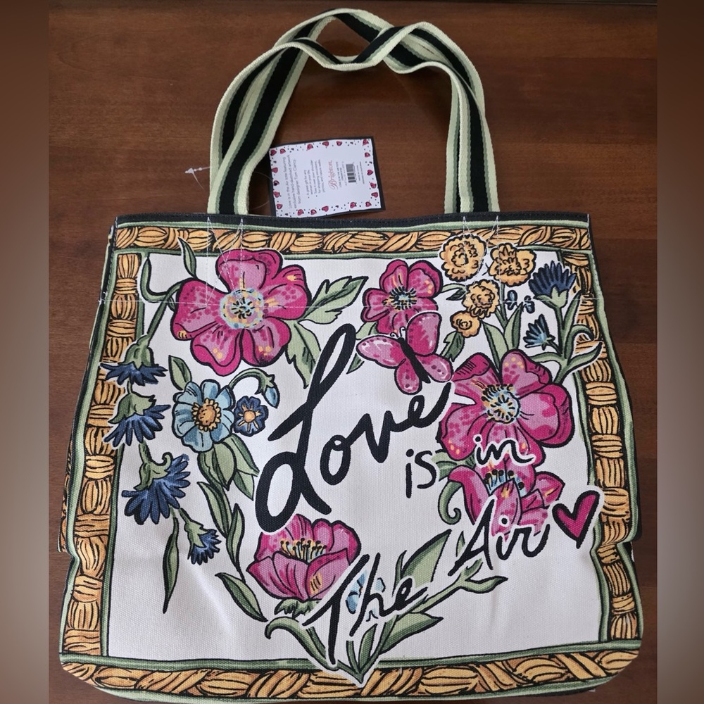 Brighton Love Is In The Air Floral Canvas Tote Bag - White/Pink